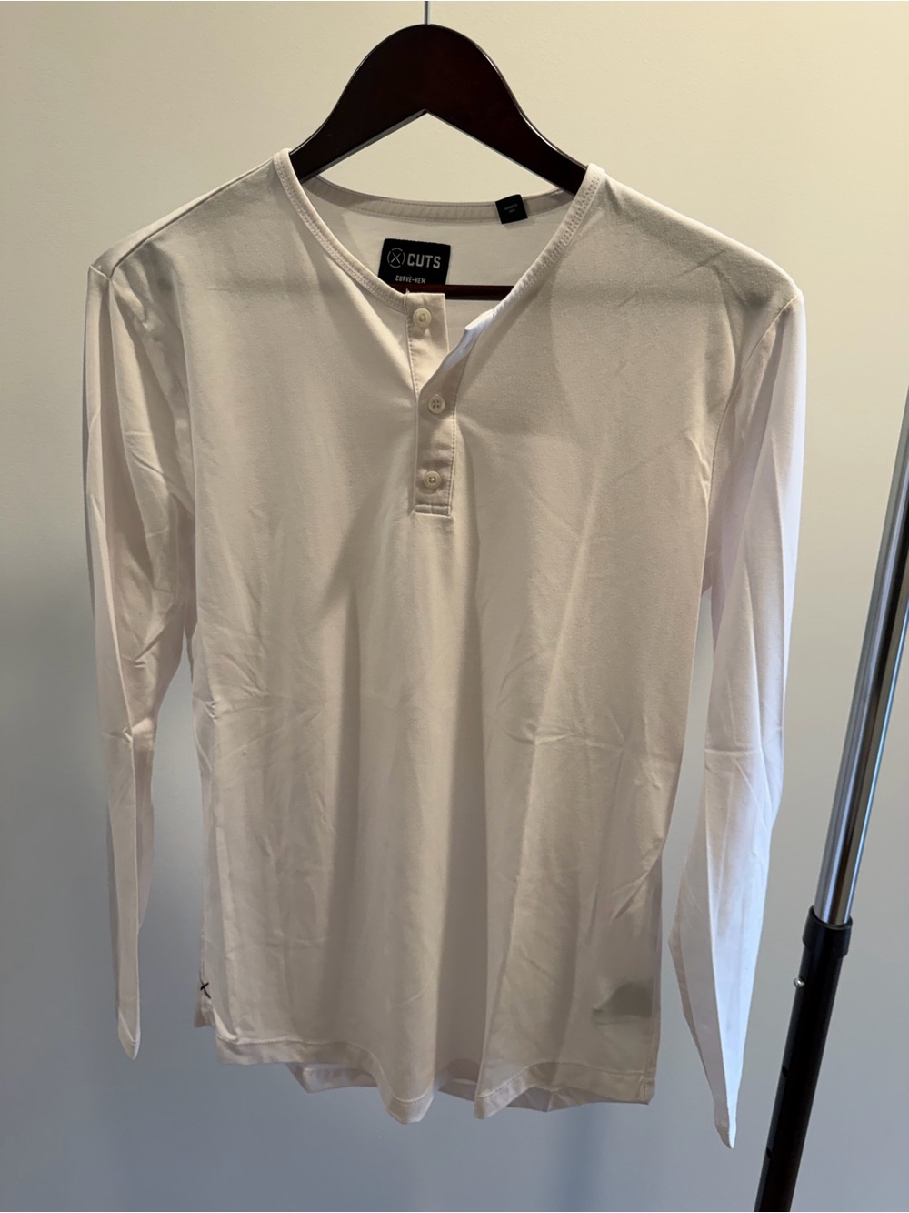 Cuts Clothing White Long Sleeve Henley Top